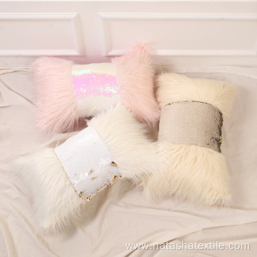 Ins long hair stitching sequined waist pillow